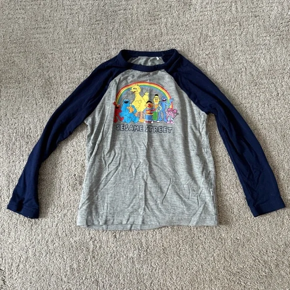 Little Sleepies Play Seasame Street Blue Long Sleeve Raglan Tee - Picture 1 of 3